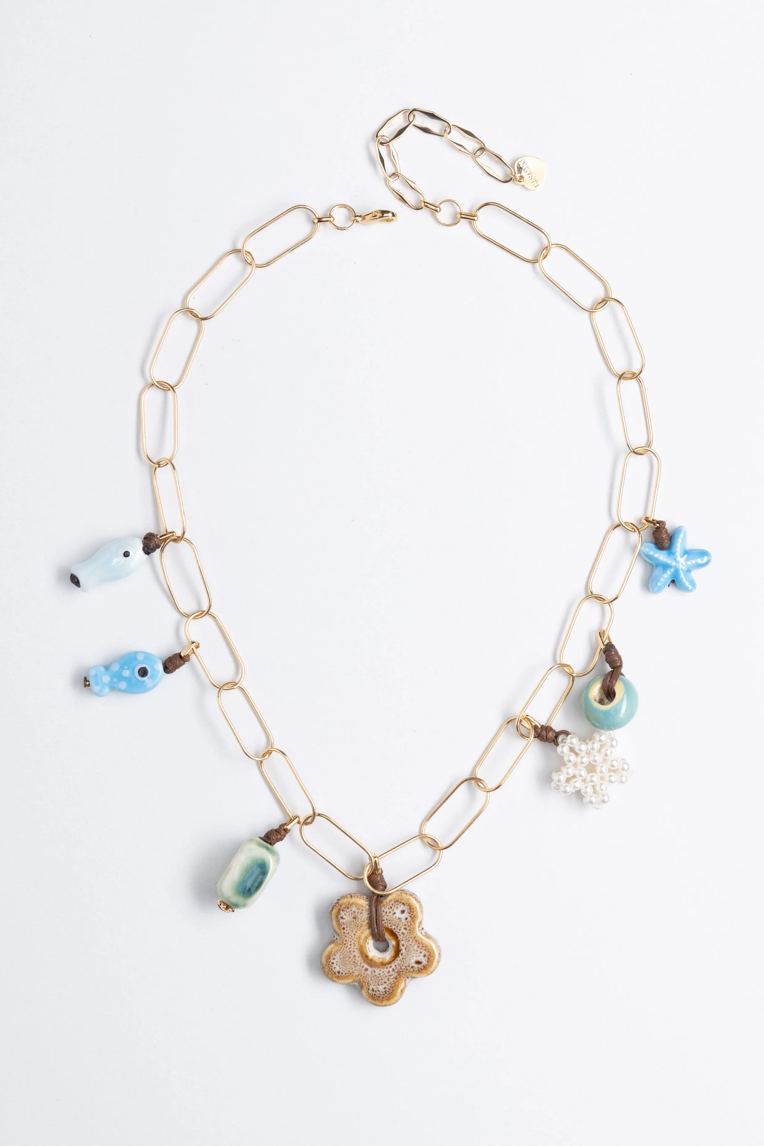 Blue Amazonite Charm Link Necklace