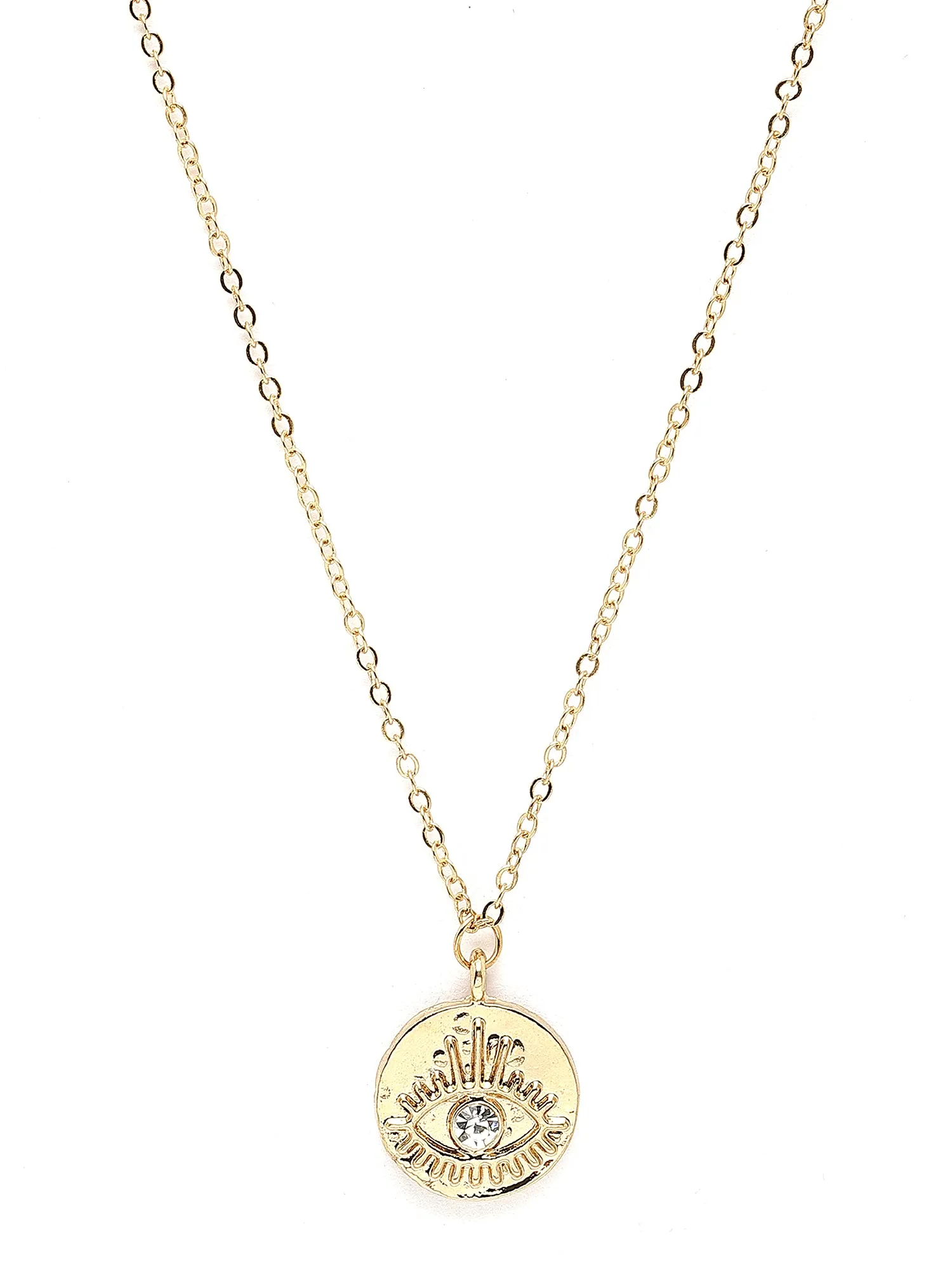 Bohey by KARATCART Gold Plated Cubic Zirconia Evil Eye Pendant for Women