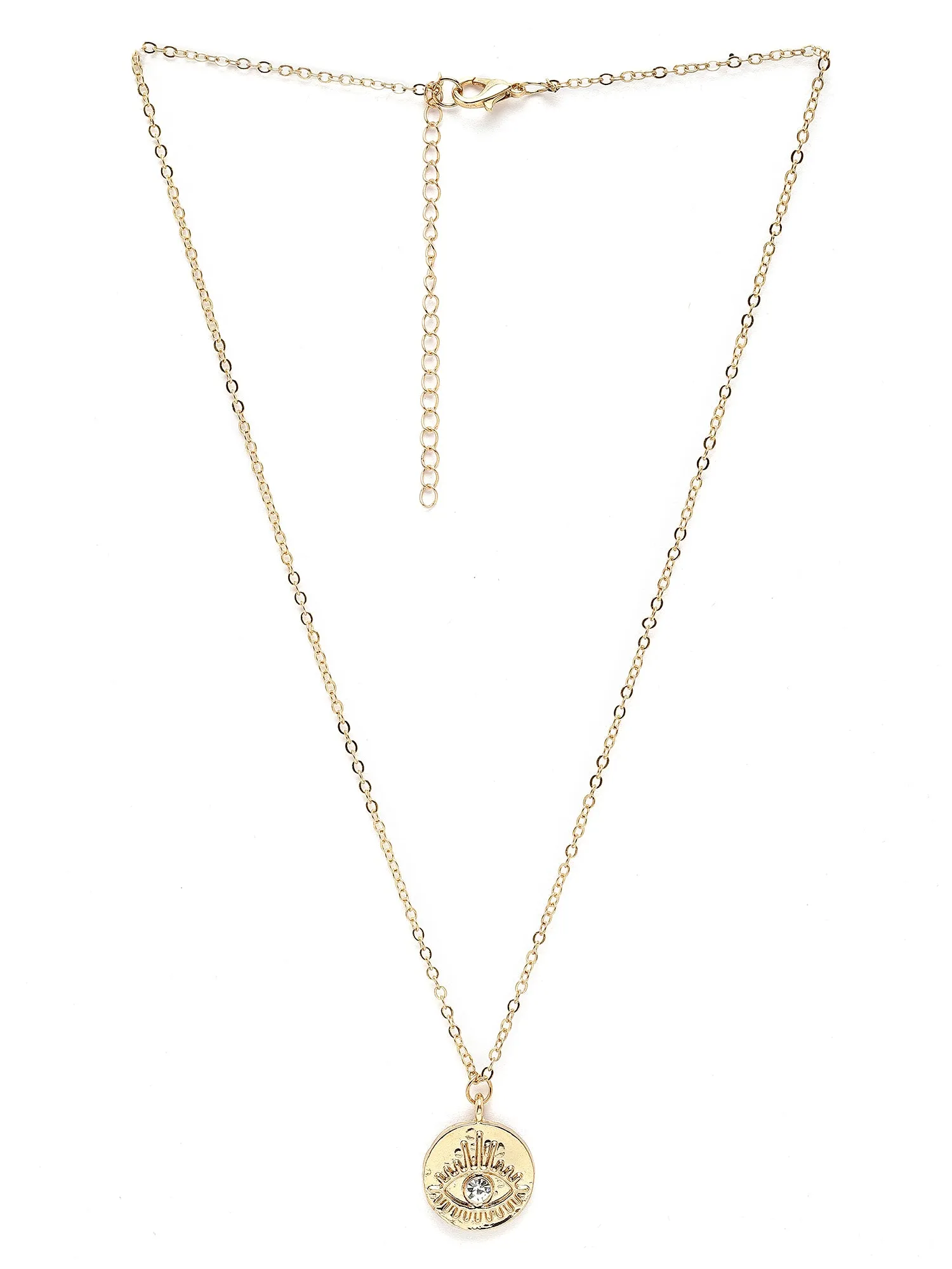 Bohey by KARATCART Gold Plated Cubic Zirconia Evil Eye Pendant for Women