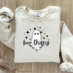 Boo Thang Ghost With Stars Halloween Graphic Sweatshirt