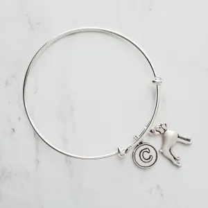 Boxer Dog Bracelet - silver adjustable bangle double loop pet charm - personalized letter initial monogram - handmade Boxer puppy jewelry