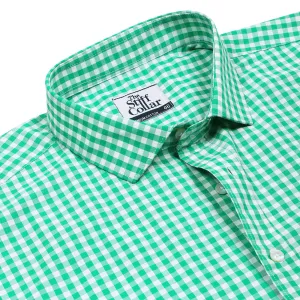 Cactus Green Gingham Checks Non-Iron Half Sleeve Shirt