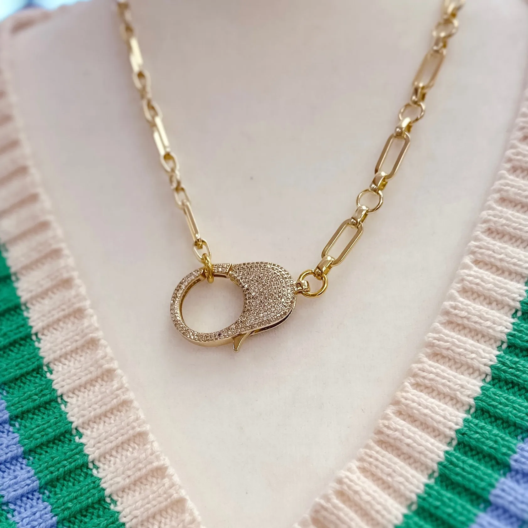 Carabiner Gold Sparkle Necklace