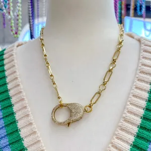Carabiner Gold Sparkle Necklace