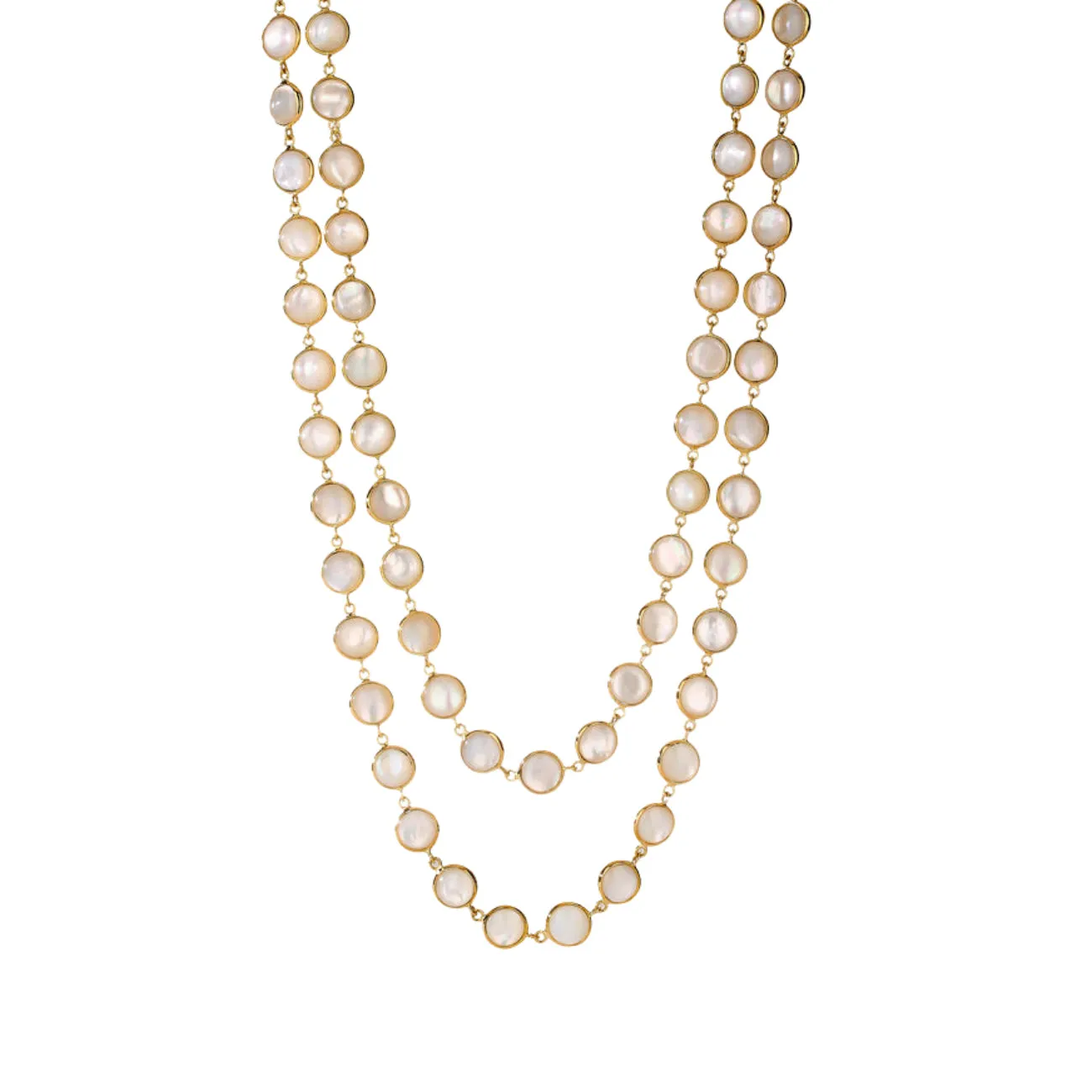 Chakra 18K Yellow Gold Labradorite Mother of Pearl Long Necklace Necklace