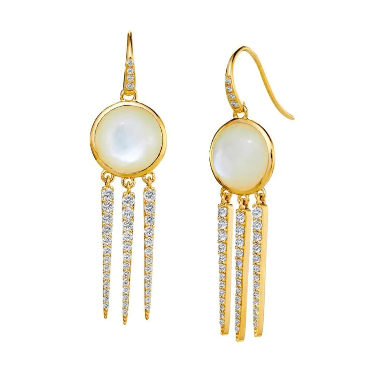 Chakra 18K Yellow Gold Mother of Pearl & Diamond Dream Catcher Earrings