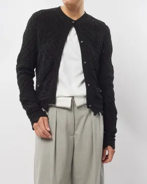Chanel Black Knit Logo Button Cotton Cardigan -M/L
