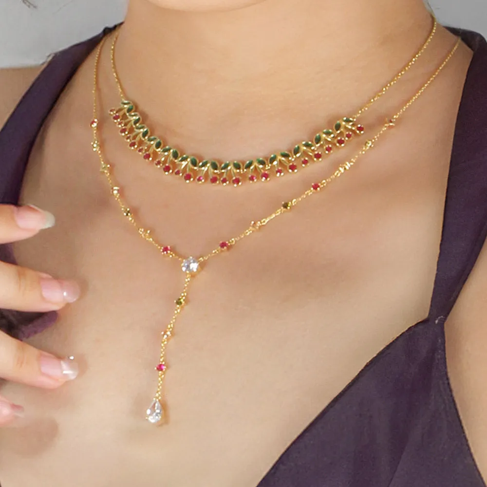 Cherry Gemstone Y-Necklace