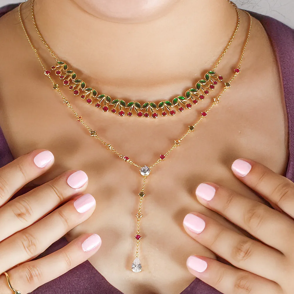 Cherry Gemstone Y-Necklace