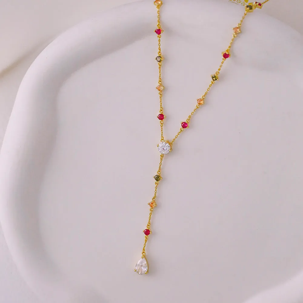 Cherry Gemstone Y-Necklace