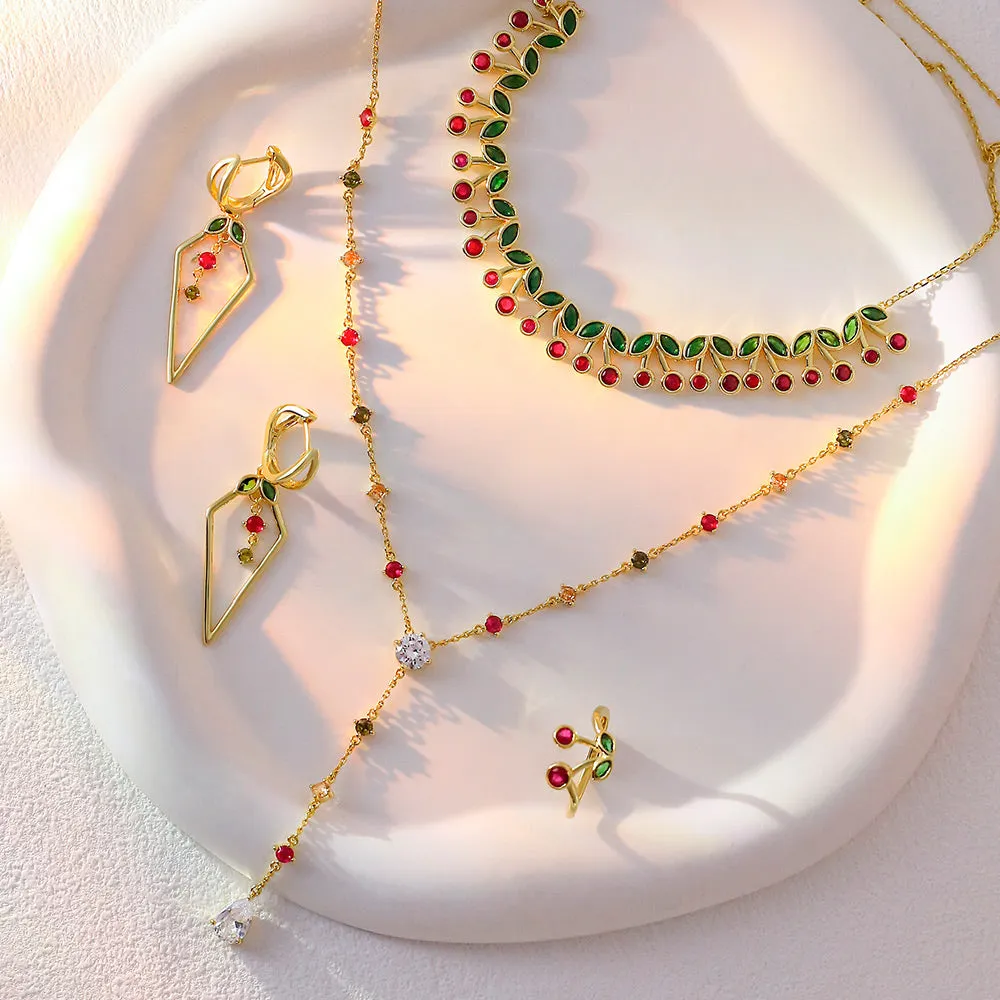 Cherry Gemstone Y-Necklace