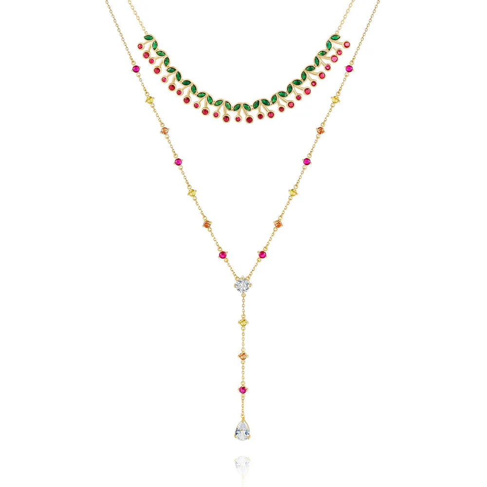 Cherry Gemstone Y-Necklace