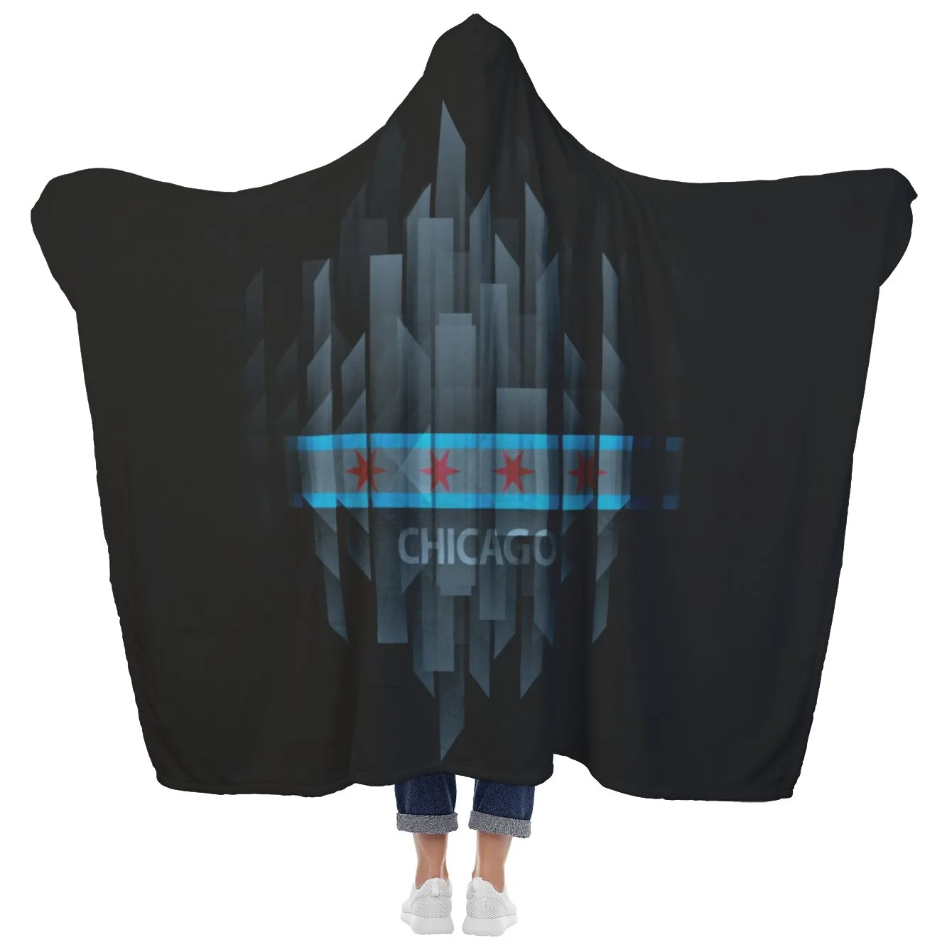Chicago Window Pane Hooded Blanket