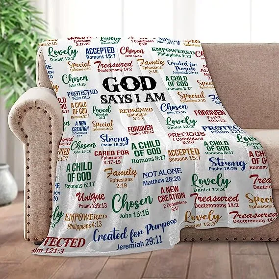Christianart Blanket, God Says I Am, Christian Blanket, Bible Verse Blanket, Personalized Blanket, Christmas Gift.
