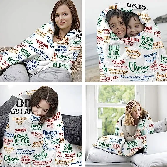 Christianart Blanket, God Says I Am, Christian Blanket, Bible Verse Blanket, Personalized Blanket, Christmas Gift.