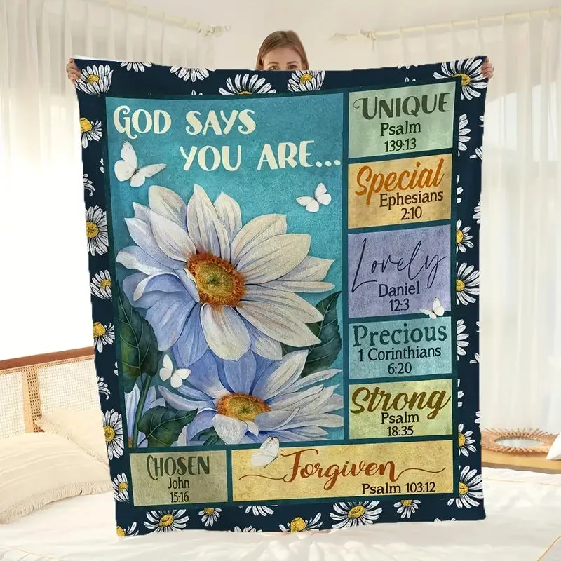 Christianart Blanket, GOD Says You Are Blanket, Christian Blanket, Ideal Birthday and Holiday Gift for Boys, Girls, and Adults - Available All Season.