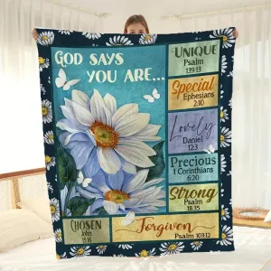 Christianart Blanket, GOD Says You Are Blanket, Christian Blanket, Ideal Birthday and Holiday Gift for Boys, Girls, and Adults - Available All Season.