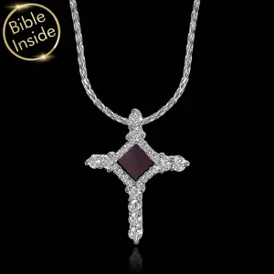 Christianity Necklace Dainty Cross With Entire Bible Inside - Mini Glimmer Cross Necklace