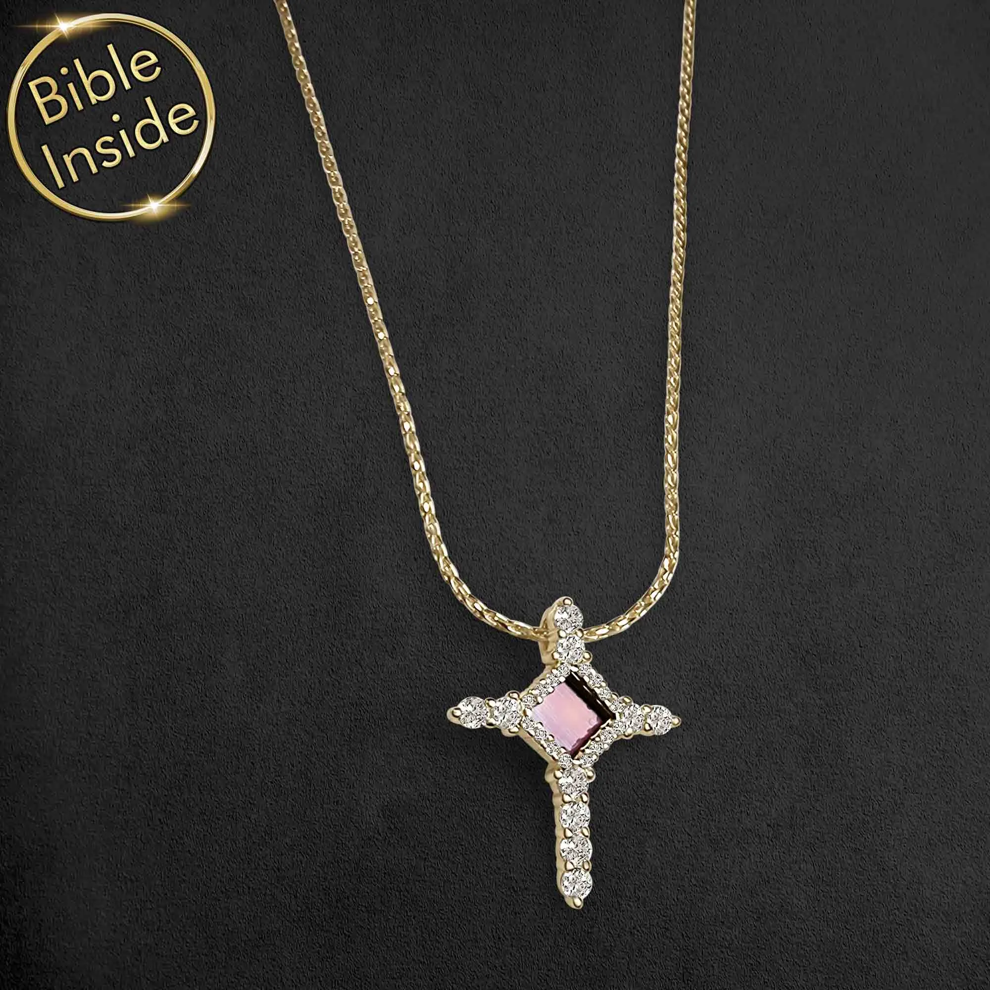 Christianity Necklace Dainty Cross With Entire Bible Inside - Mini Glimmer Cross Necklace