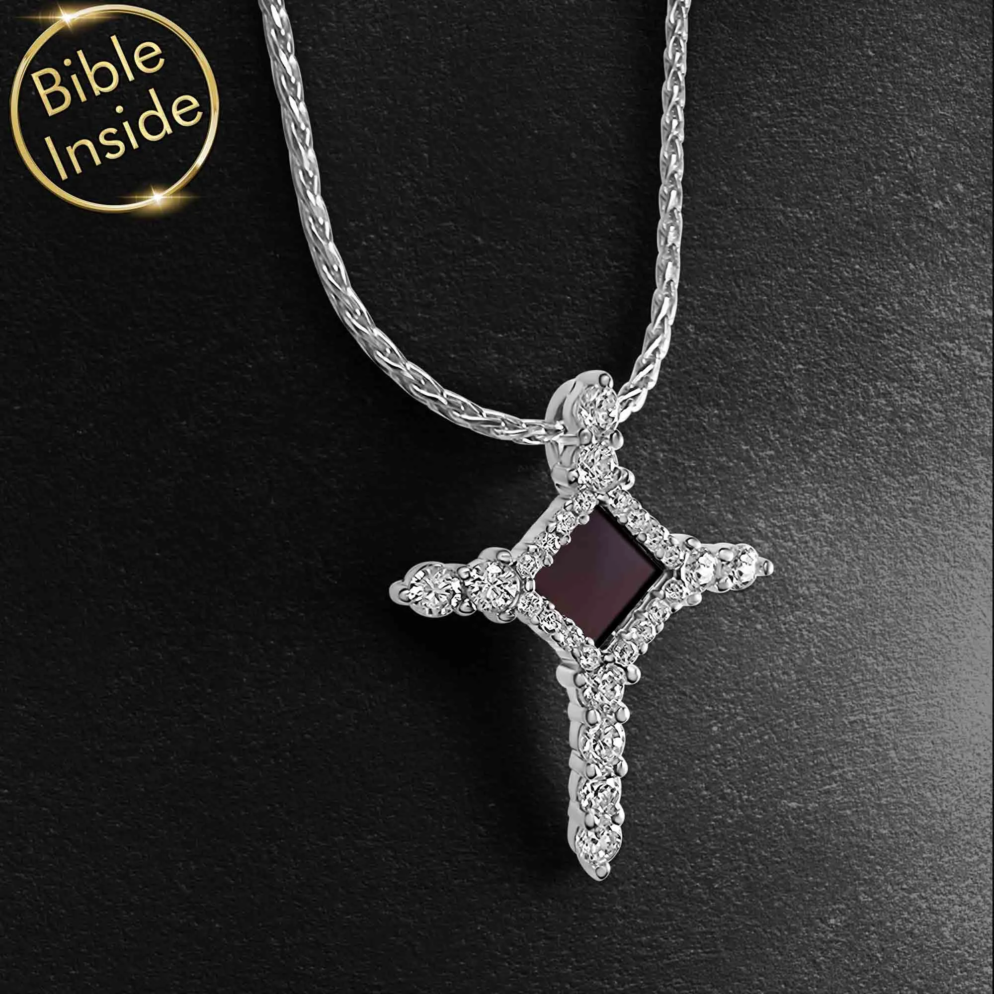 Christianity Necklace Dainty Cross With Entire Bible Inside - Mini Glimmer Cross Necklace