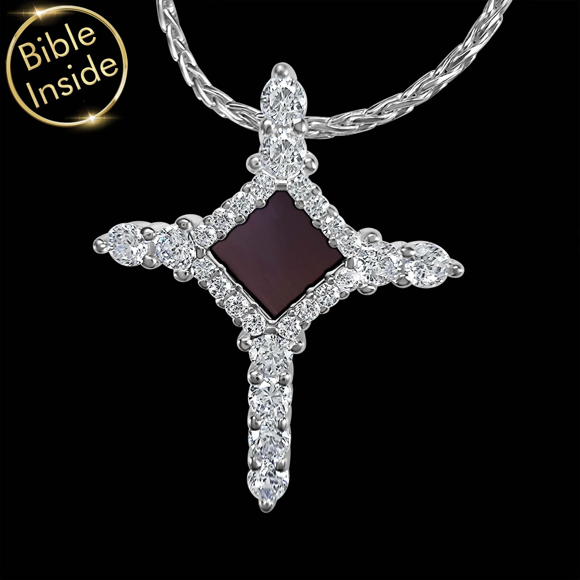 Christianity Necklace Dainty Cross With Entire Bible Inside - Mini Glimmer Cross Necklace
