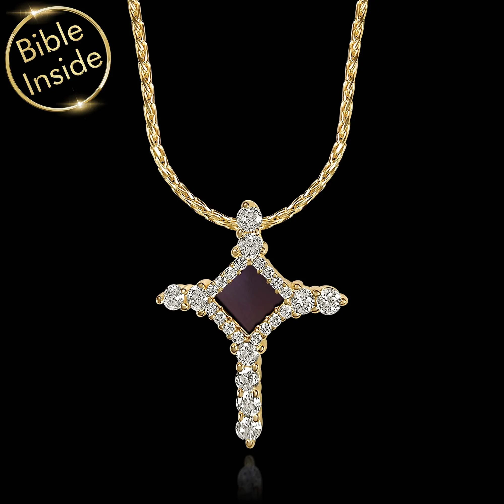 Christianity Necklace Dainty Cross With Entire Bible Inside - Mini Glimmer Cross Necklace