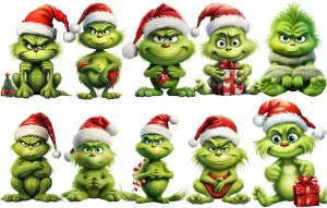 Christmas Grinch's Tree Decorations Christmas Pendants Hanging for Home Holiday Party, Car Holiday Hanging Ornament Set of 10