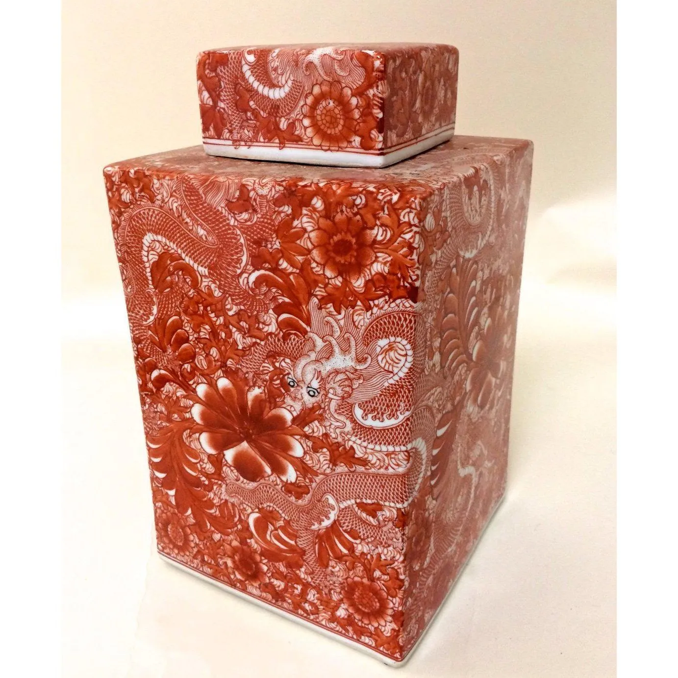 Cinnabar Square Tea Jar
