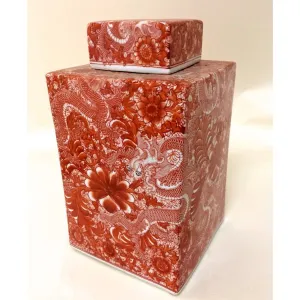 Cinnabar Square Tea Jar