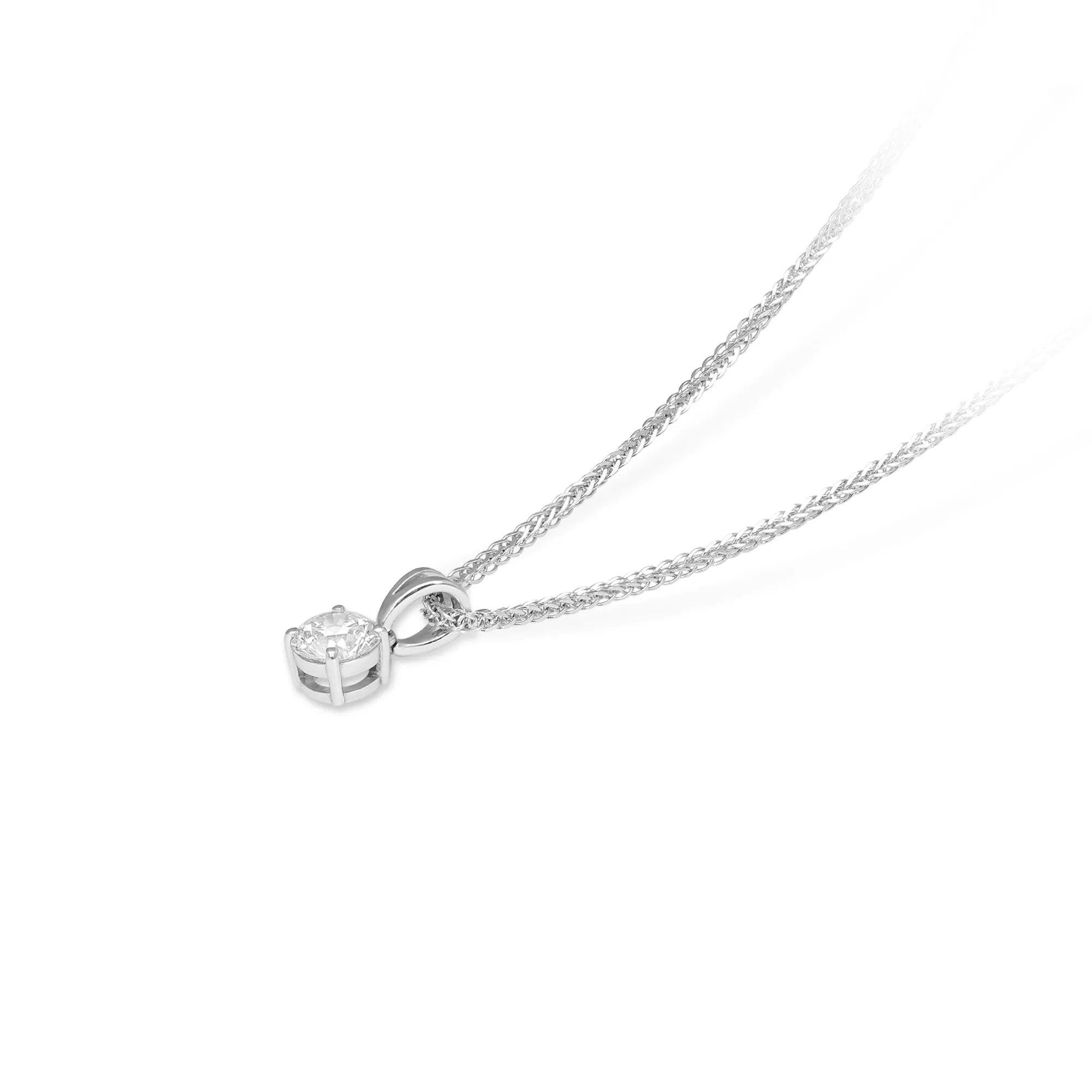 Classic Round Brilliant Cut Diamond Pendant in White Gold - .57 Carat