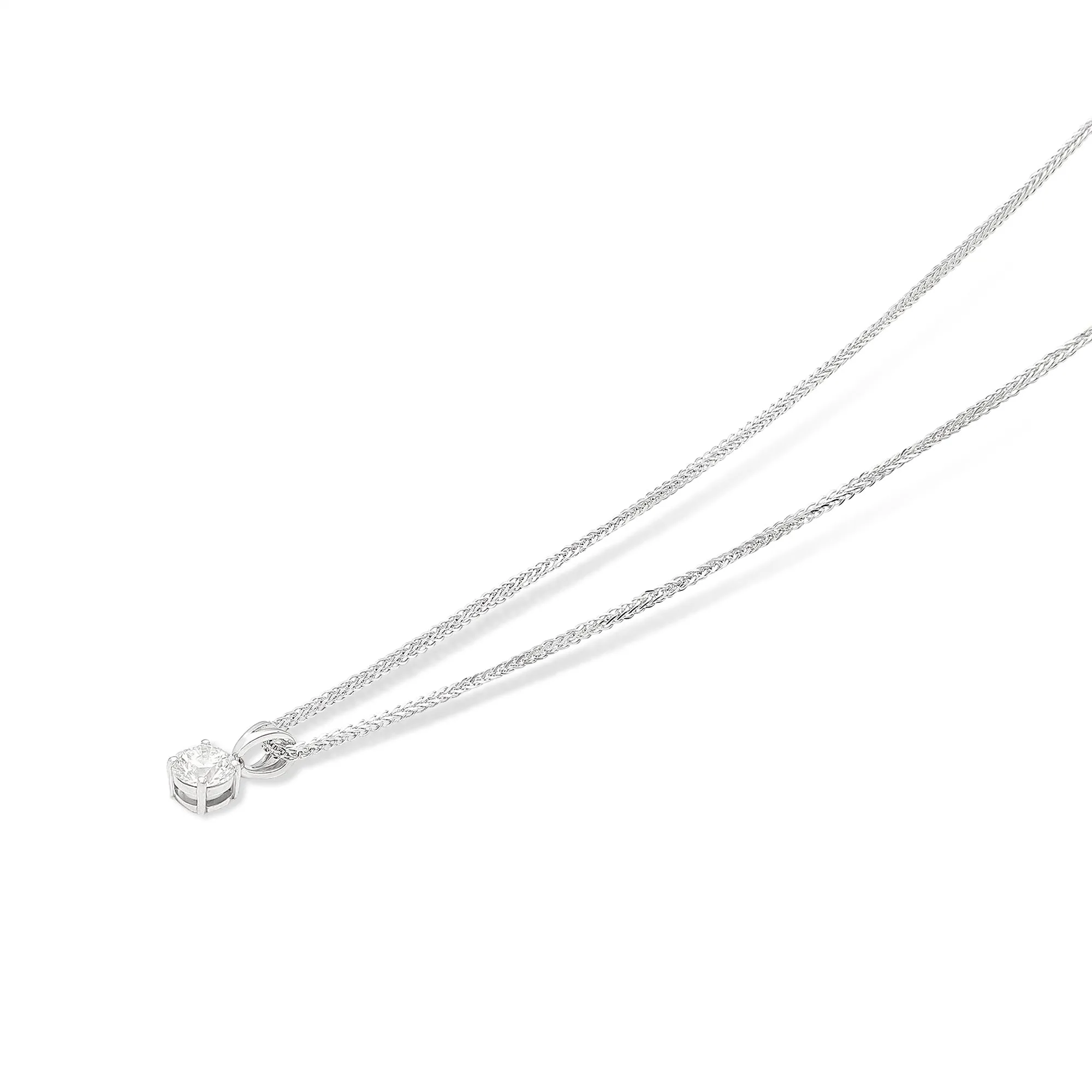 Classic Round Brilliant Cut Diamond Pendant in White Gold - .57 Carat