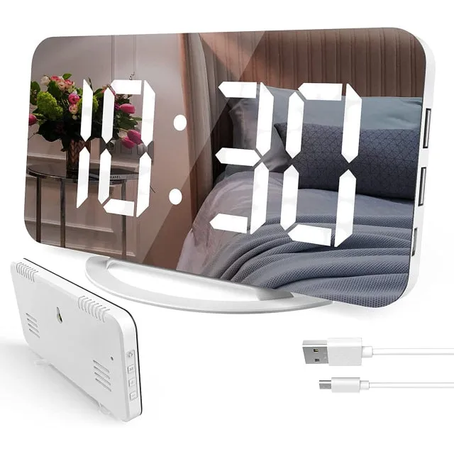 Classy Mini Digital LED Mirrored Alarm Clock