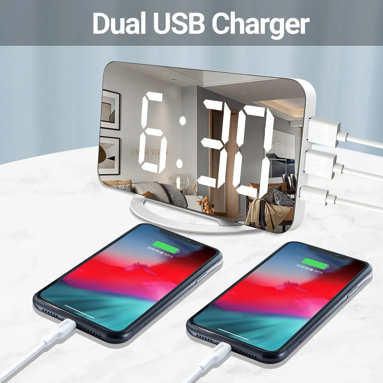 Classy Mini Digital LED Mirrored Alarm Clock