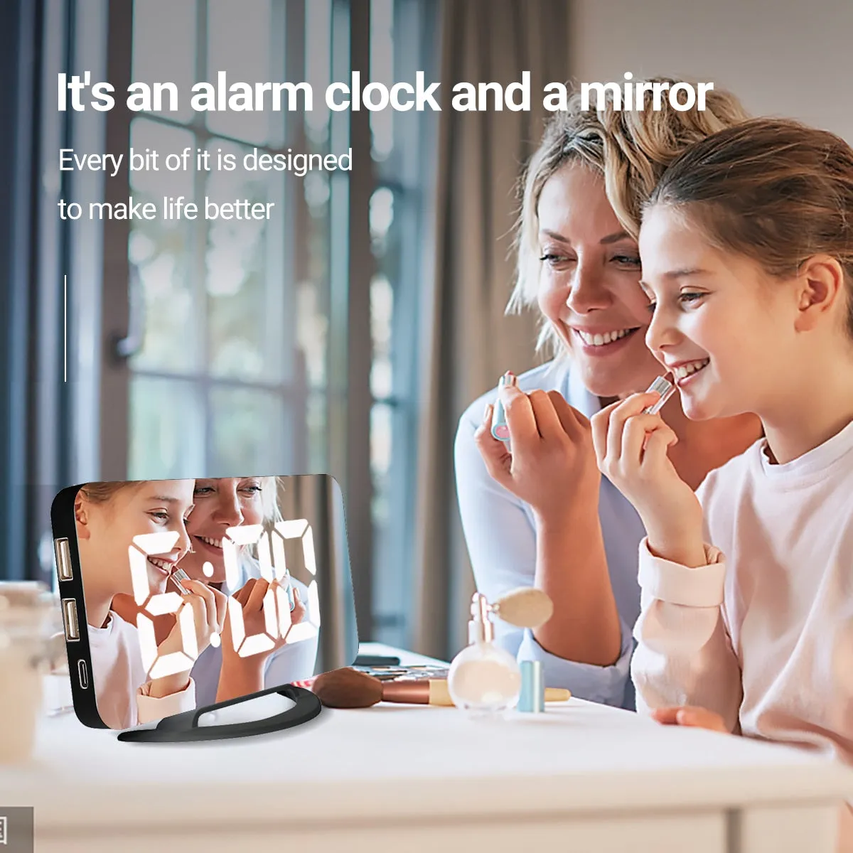 Classy Mini Digital LED Mirrored Alarm Clock