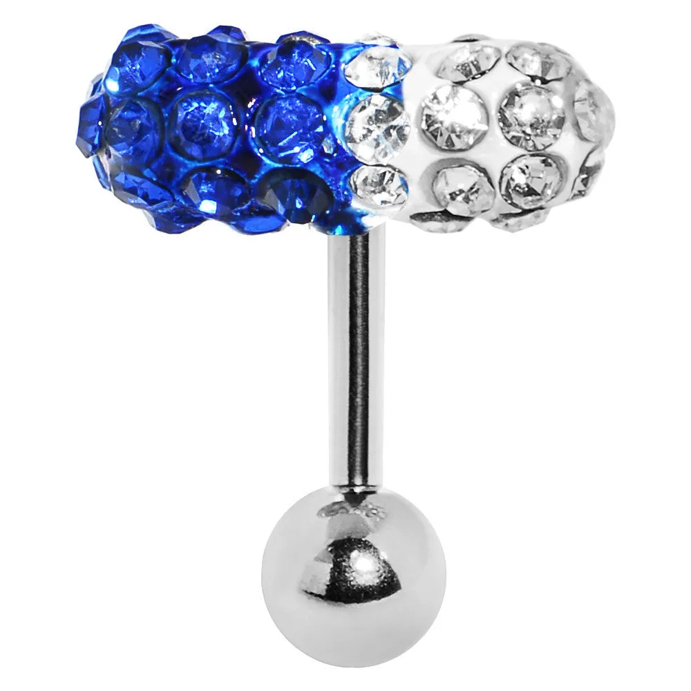 Clear Blue Crystal Pill Eyebrow Ring