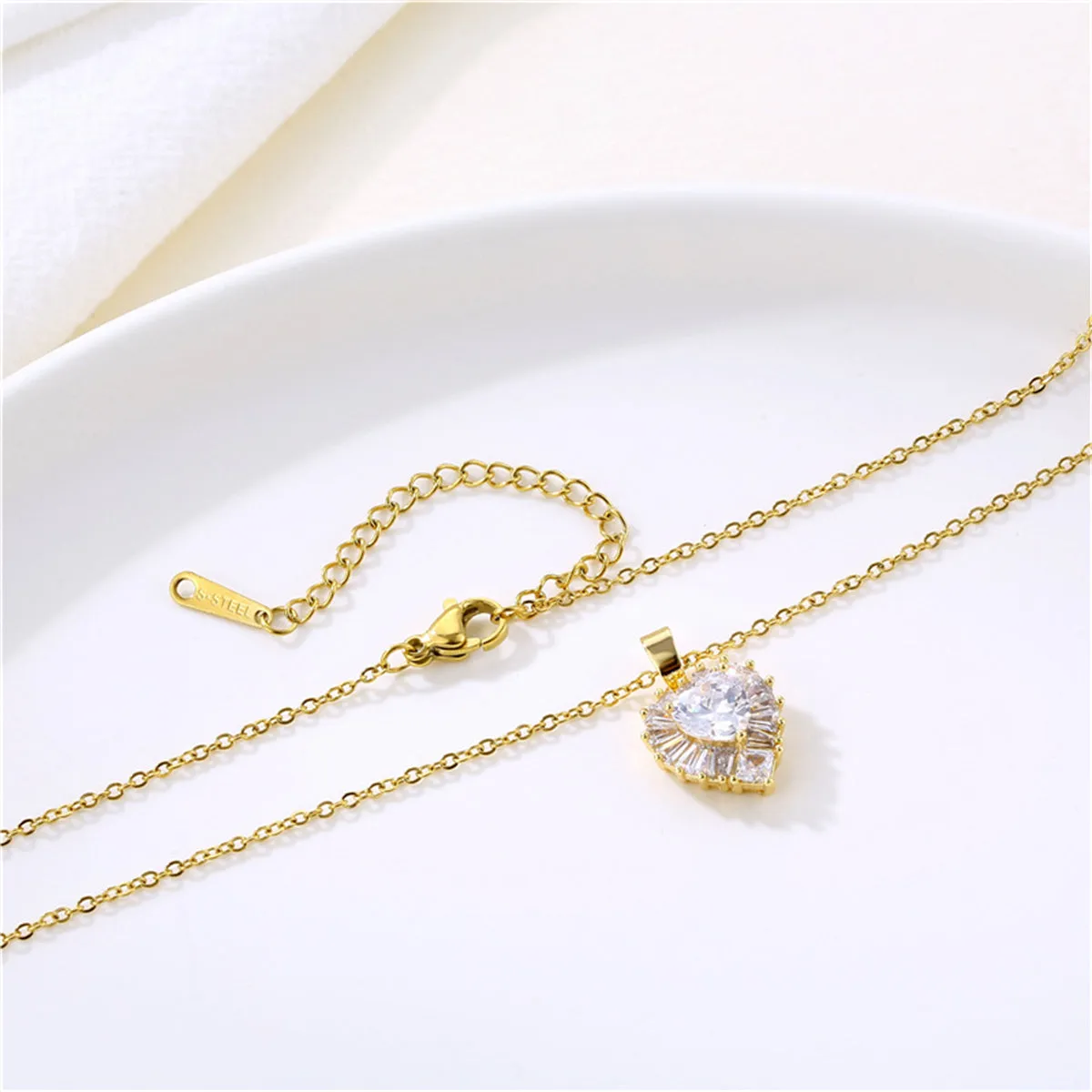 Clear Crystal & 18K Gold-Plated Heart Halo Pendant Necklace