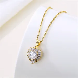 Clear Crystal & 18K Gold-Plated Heart Halo Pendant Necklace