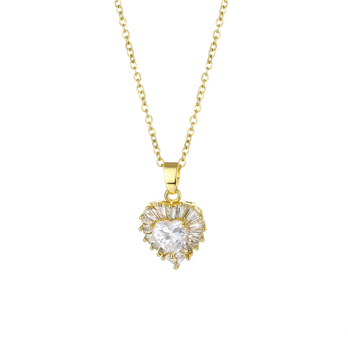 Clear Crystal & 18K Gold-Plated Heart Halo Pendant Necklace