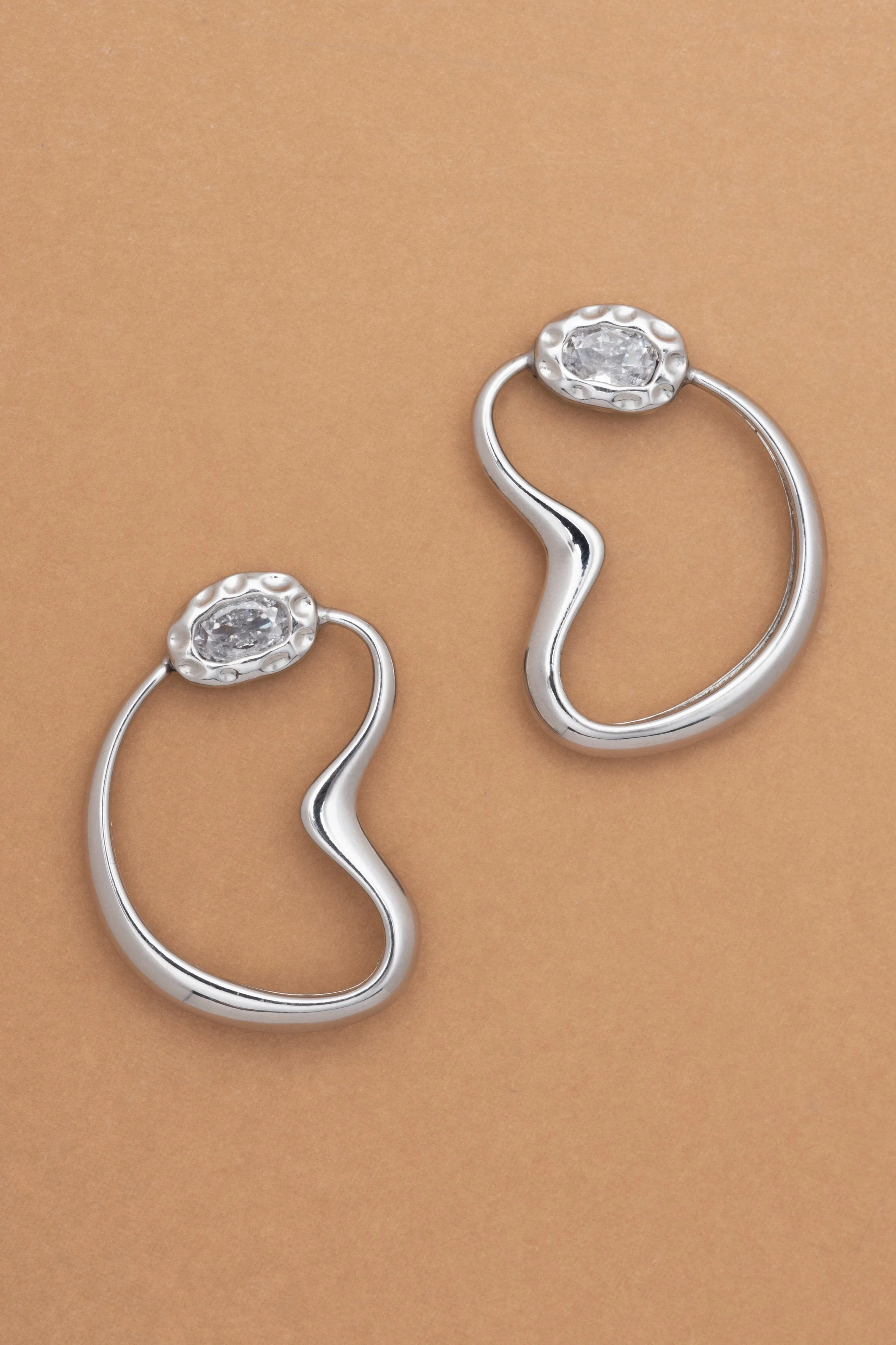 Clear Crystal Curved Earrings