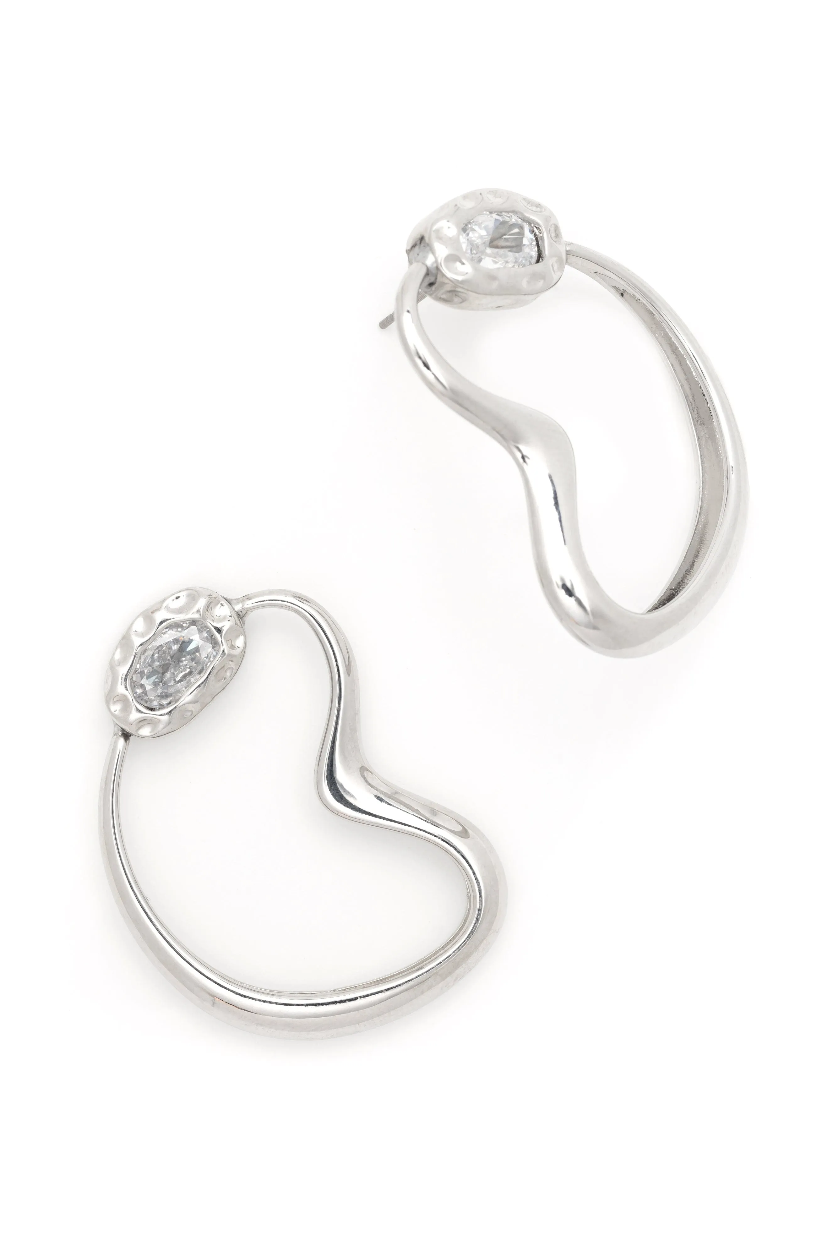 Clear Crystal Curved Earrings