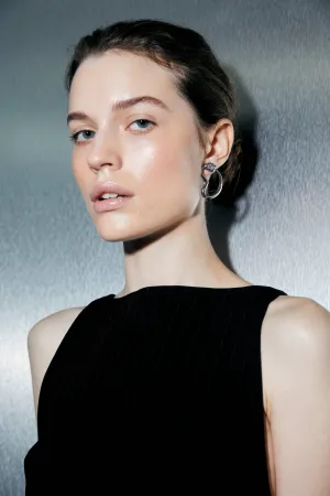 Clear Crystal Curved Earrings