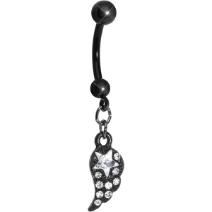Clear Gem Celestial Star Solo Black Wing Dangle Belly Ring