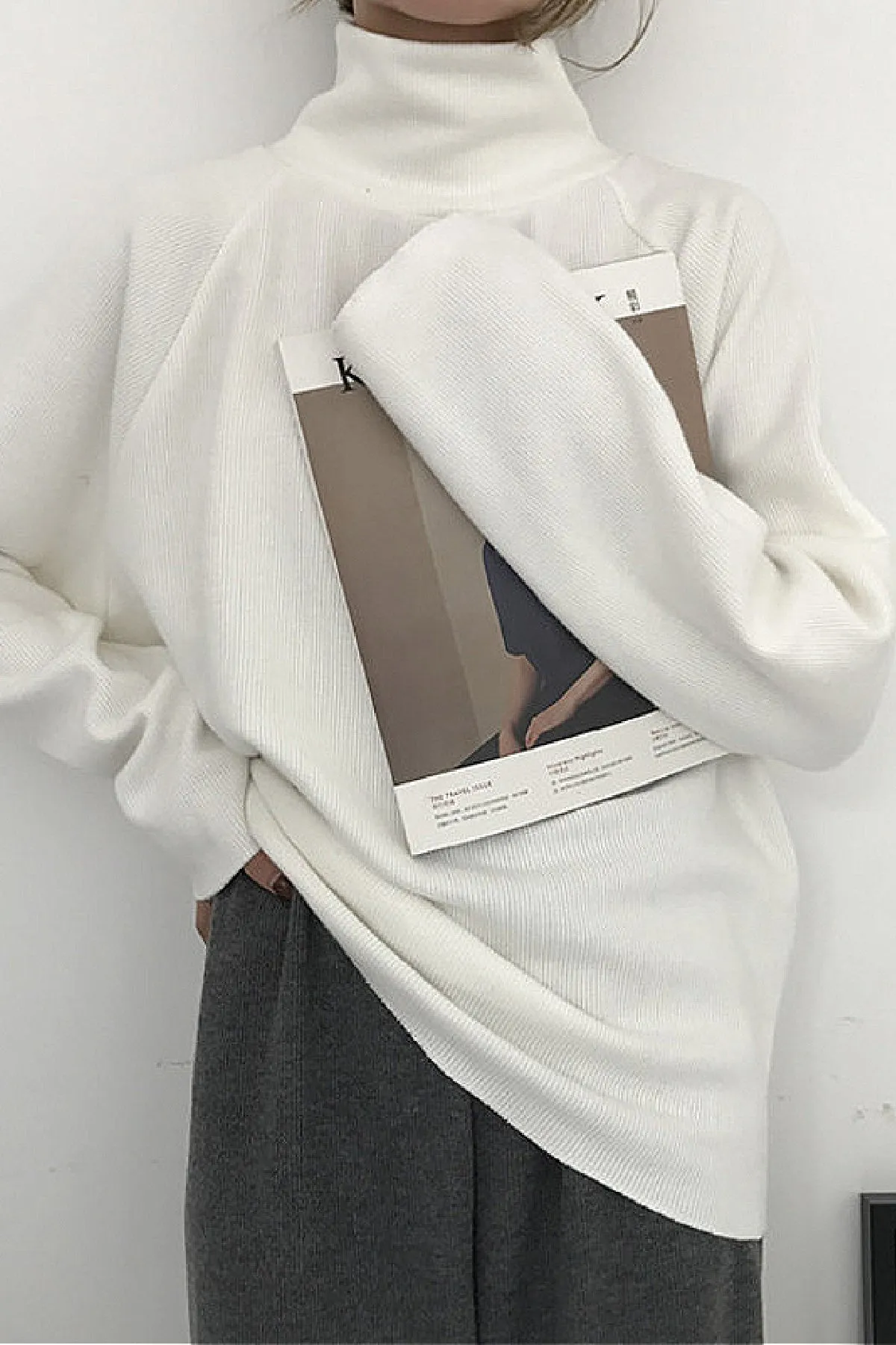Comfy Knitted High Collar Pull-Over Loose Sweater