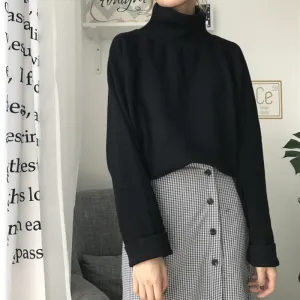 Comfy Knitted High Collar Pull-Over Loose Sweater