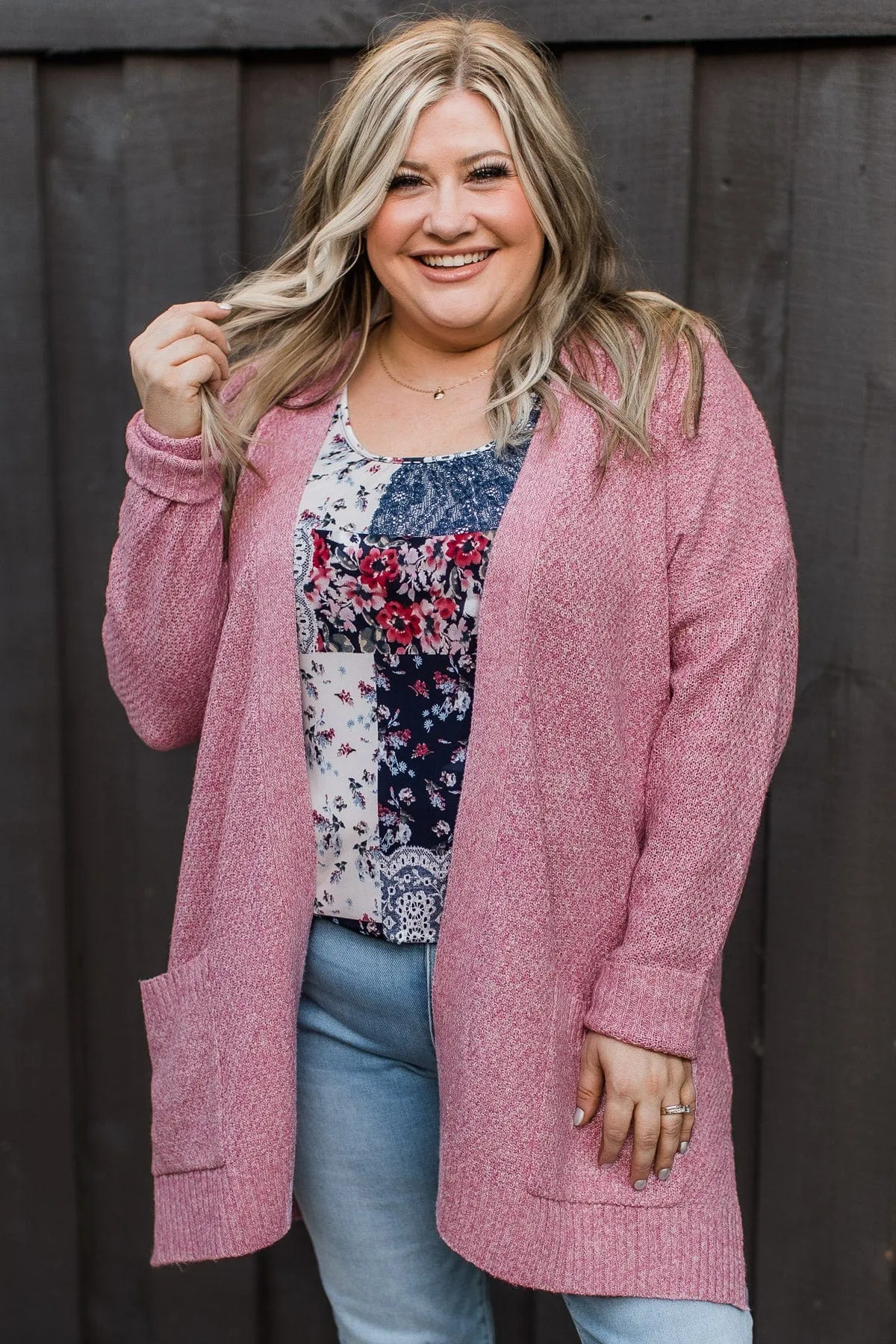 Cozy As Can Be Long Knitted Cardigan- Pink