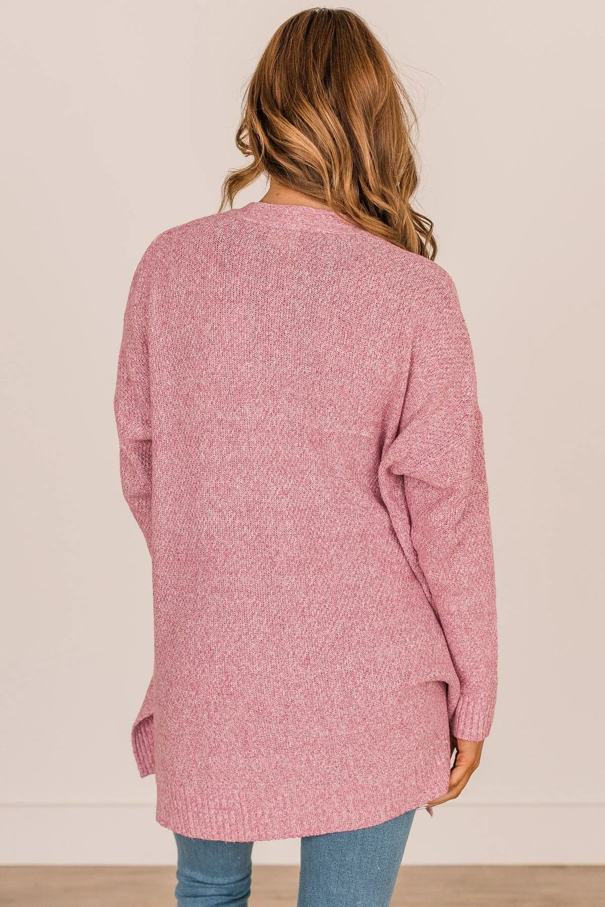 Cozy As Can Be Long Knitted Cardigan- Pink