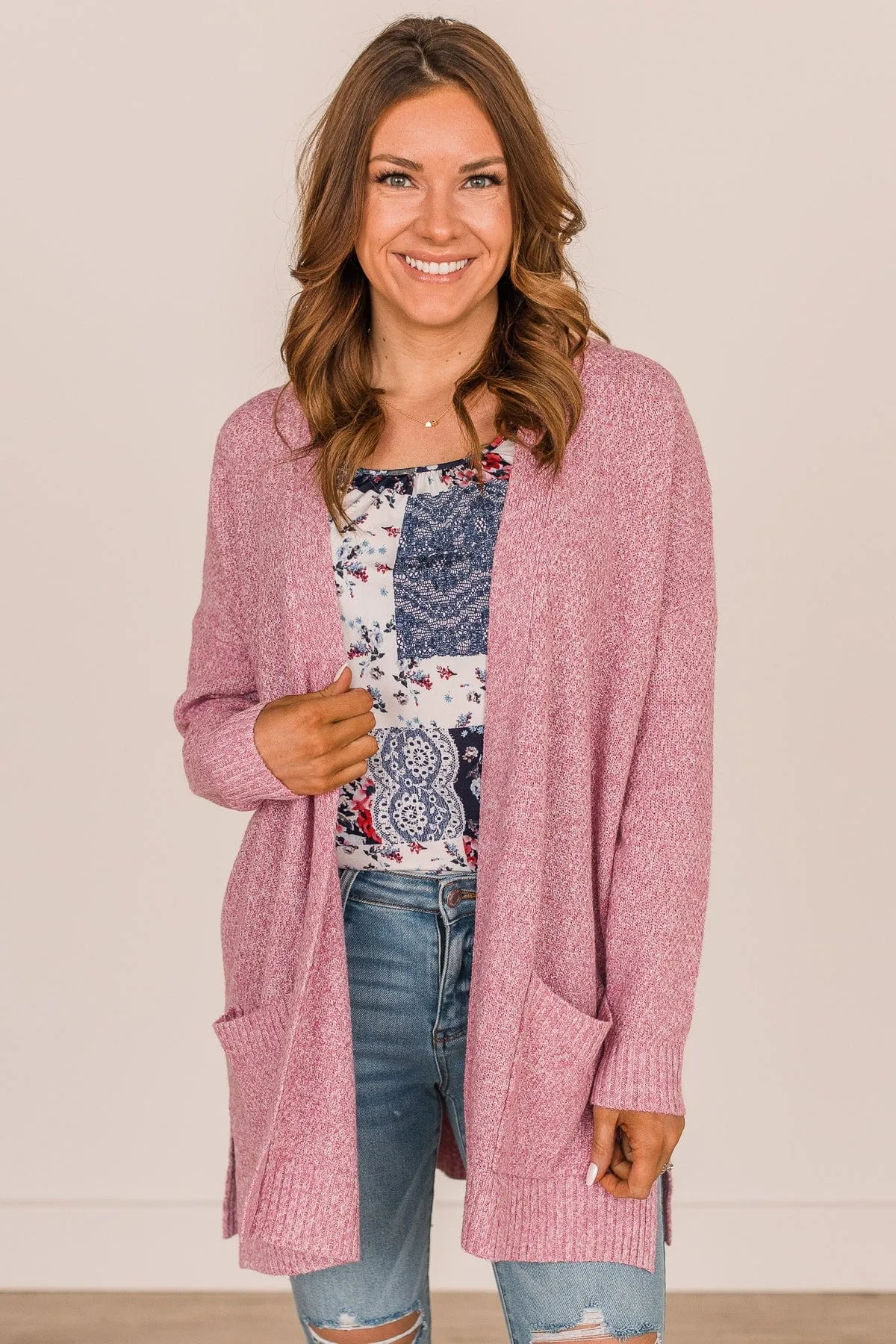 Cozy As Can Be Long Knitted Cardigan- Pink