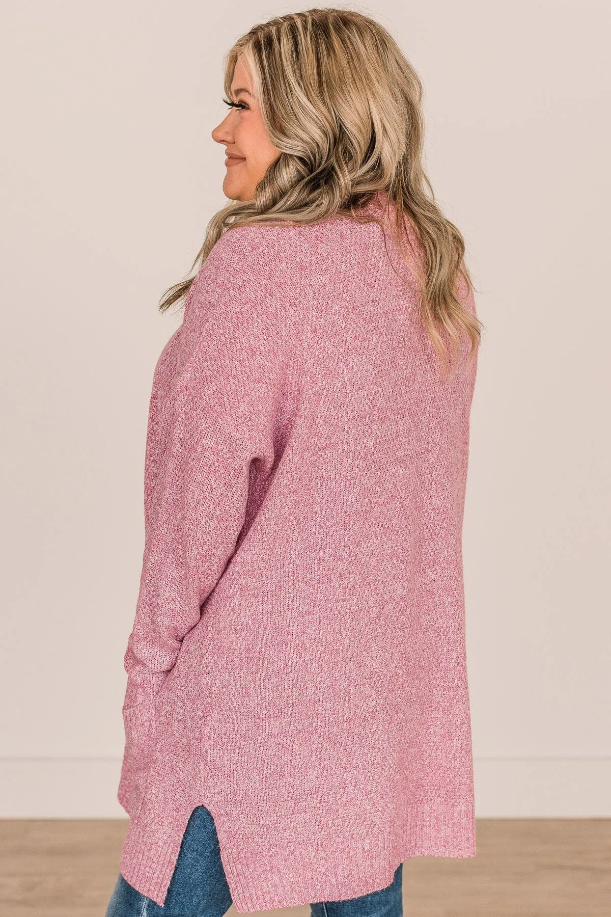 Cozy As Can Be Long Knitted Cardigan- Pink