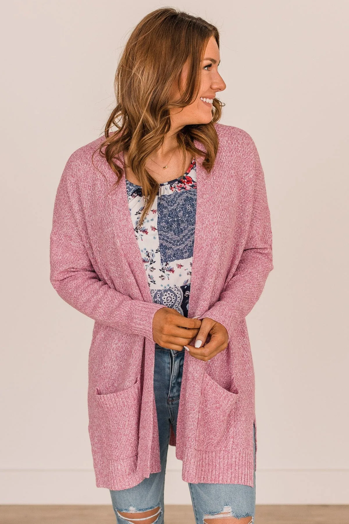 Cozy As Can Be Long Knitted Cardigan- Pink