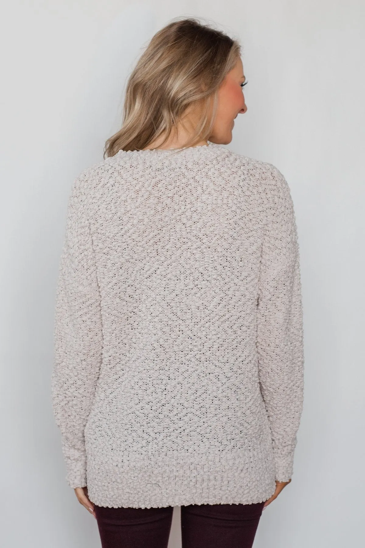 Cozy Winter Popcorn Sweater- Cream